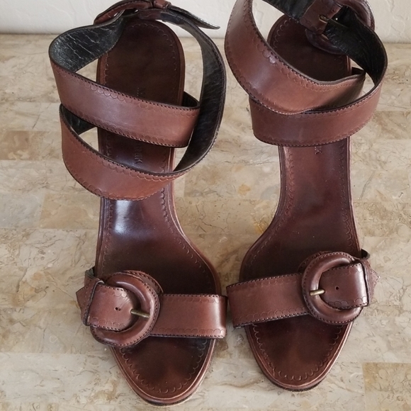Authentic Manolo Blahnik Chocolate Ankle Wrap Heel - Picture 3 of 7